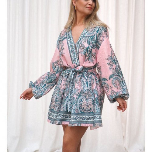 113493 TOPTAN DESENLİ ELBİSE toptan bayan giyim