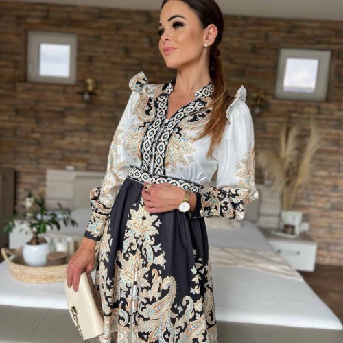 113500 TOPTAN DESENLİ ELBİSE toptan bayan giyim