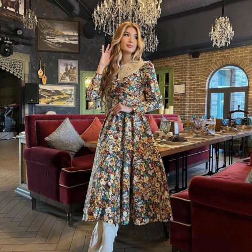 113501 TOPTAN DESENLİ ELBİSE toptan bayan giyim