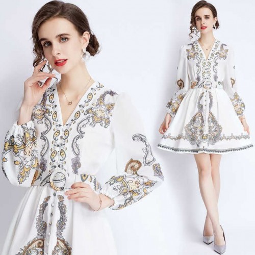 113513 TOPTAN DESENLİ ELBİSE toptan bayan giyim