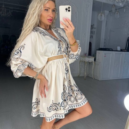 113522 TOPTAN DESENLİ ELBİSE toptan bayan giyim