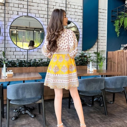 113541 TOPTAN DESENLİ ELBİSE toptan bayan giyim