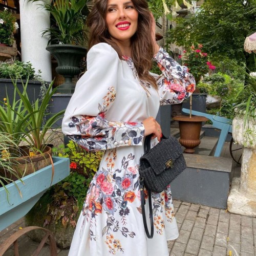 113545 TOPTAN DESENLİ ELBİSE toptan bayan giyim