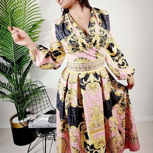 113548 TOPTAN DESENLİ ELBİSE toptan bayan giyim