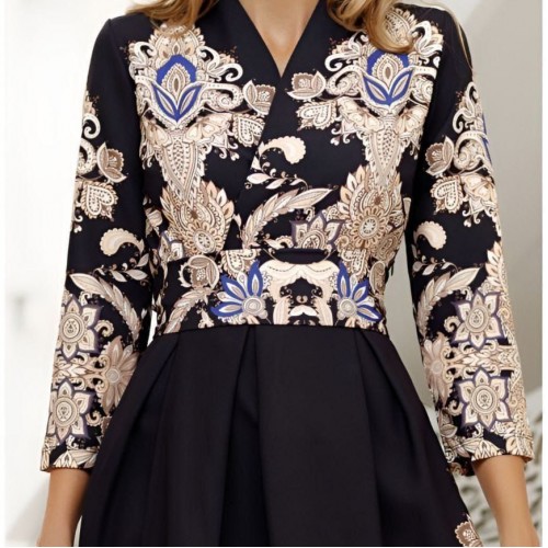 113551 TOPTAN DESENLİ ELBİSE toptan bayan giyim