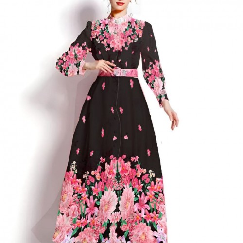 113554 TOPTAN DESENLİ ELBİSE toptan bayan giyim