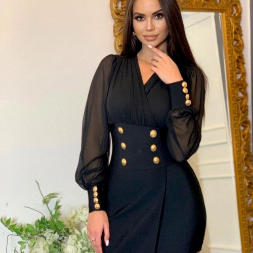 113585 TOPTAN SİYAH ELBİSE toptan bayan giyim