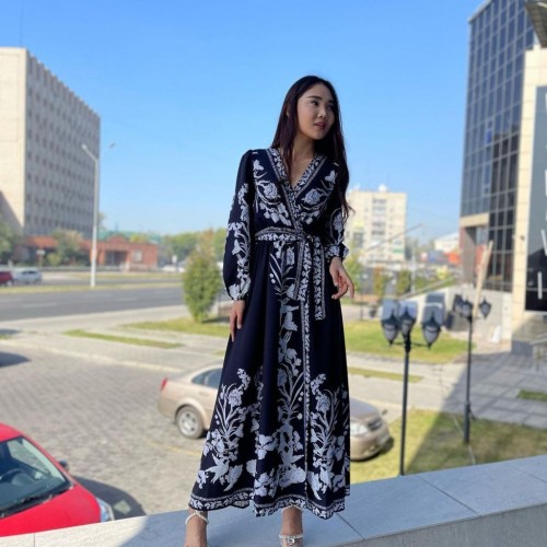 113630 TOPTAN DESENLİ ELBİSE toptan bayan giyim