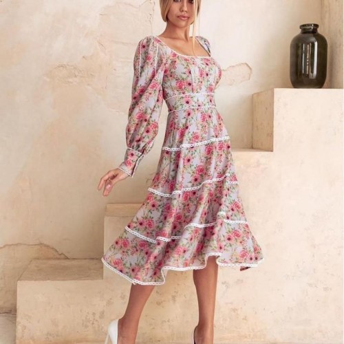 113632 TOPTAN DESENLİ ELBİSE toptan bayan giyim