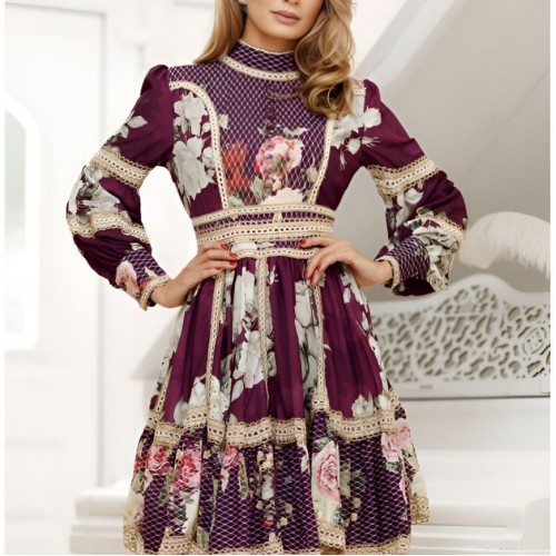 113659 TOPTAN DESENLİ ELBİSE toptan bayan giyim