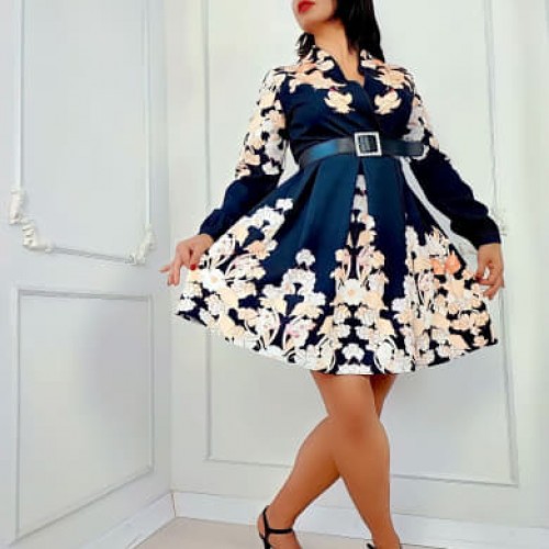 113925 TOPTAN LACİVERT ELBİSE toptan bayan giyim