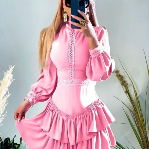 114016 TOPTAN PEMBE ELBİSE toptan bayan giyim