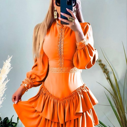 114019 TOPTAN ORANGE ELBİSE toptan bayan giyim