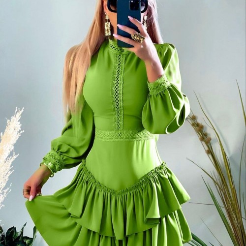 114021 TOPTAN YEŞİL ELBİSE toptan bayan giyim