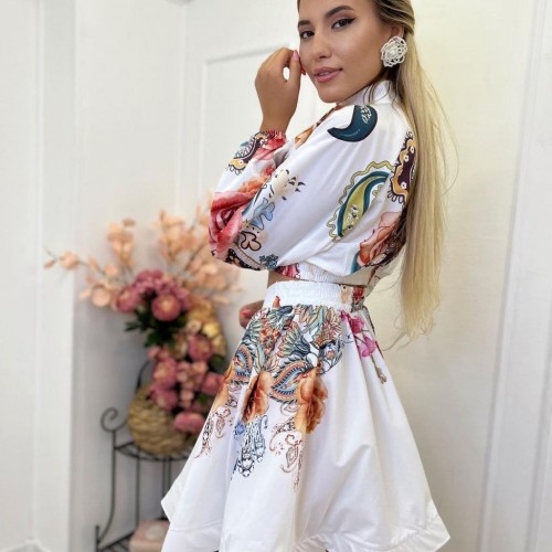 114041 TOPTAN DESENLİ ETEK TAKIM toptan bayan giyim