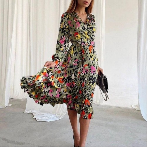 114043 TOPTAN DESENLİ ELBİSE toptan bayan giyim