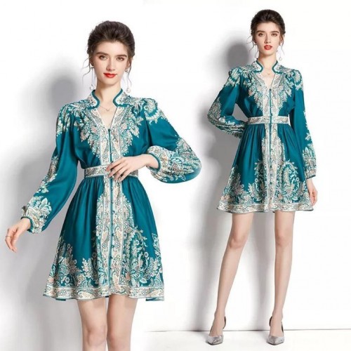 114052 TOPTAN DESENLİ ELBİSE toptan bayan giyim