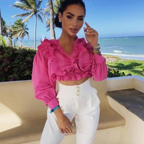 114053 TOPTAN FUŞYA BLUZ toptan bayan giyim