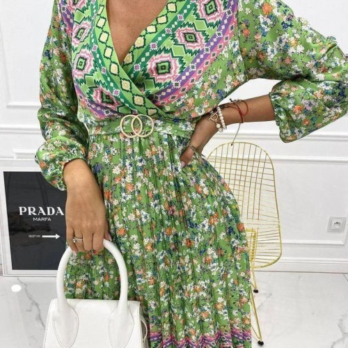 114062 TOPTAN DESENLİ ELBİSE toptan bayan giyim