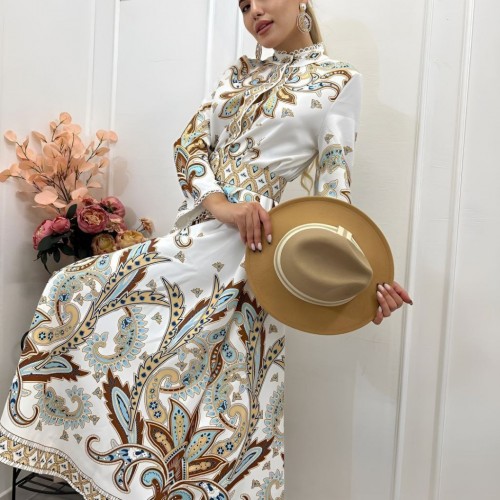 114229 TOPTAN DESENLİ ELBİSE toptan bayan giyim