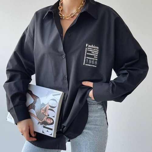 114316 TOPTAN SİYAH GÖMLEK toptan bayan giyim