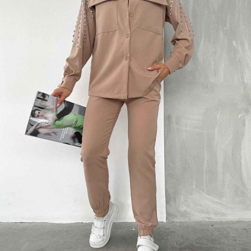 114379 TOPTAN BEJ PANTOLON TAKIM toptan bayan giyim