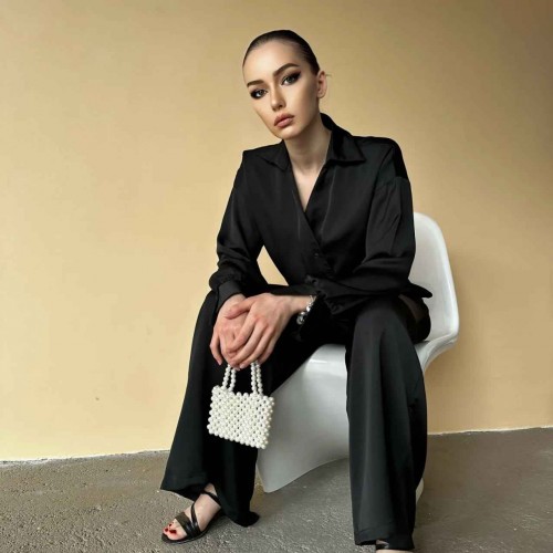 114380 TOPTAN SİYAH PANTOLON TAKIM toptan bayan giyim