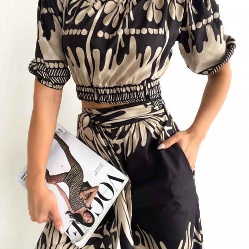 114383 TOPTAN DESENLİ PANTOLON TAKIM toptan bayan giyim