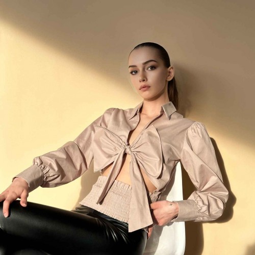 114403 TOPTAN KREM BLUZ toptan bayan giyim