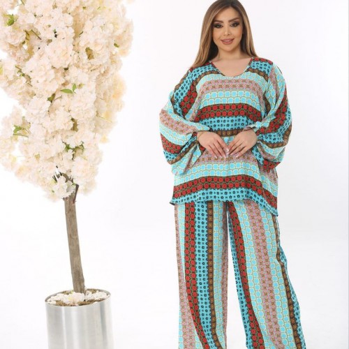 114562 TOPTAN ÇİZGİLİ PANTOLON TAKIM toptan bayan giyim