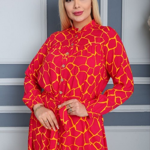 114567 TOPTAN KIRMIZI ELBİSE toptan bayan giyim