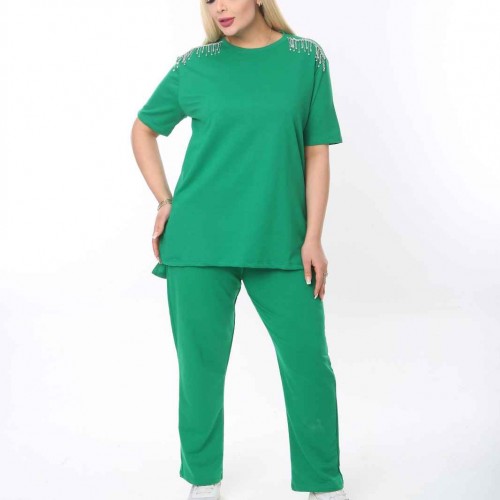 114574 TOPTAN YEŞİL EŞOFMAN TAKIM toptan bayan giyim