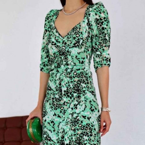 114592 TOPTAN DESENLİ ELBİSE toptan bayan giyim