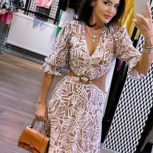 114594 TOPTAN DESENLİ ELBİSE toptan bayan giyim