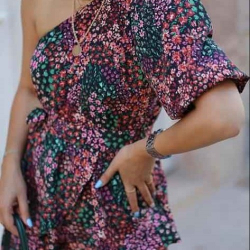 114597 TOPTAN DESENLİ ELBİSE toptan bayan giyim