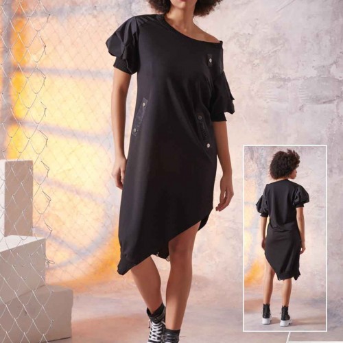 114720 TOPTAN SİYAH ELBİSE toptan bayan giyim