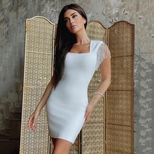 114960 TOPTAN BEYAZ ELBİSE toptan bayan giyim