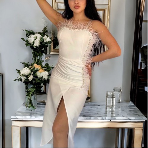 114985 TOPTAN BEYAZ ELBİSE toptan bayan giyim