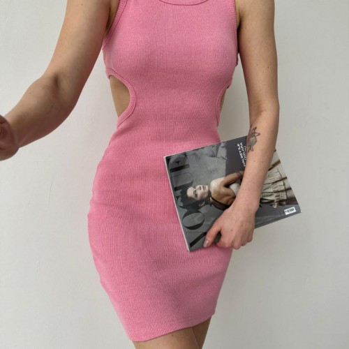 116129 TOPTAN PEMBE ELBİSE toptan bayan giyim