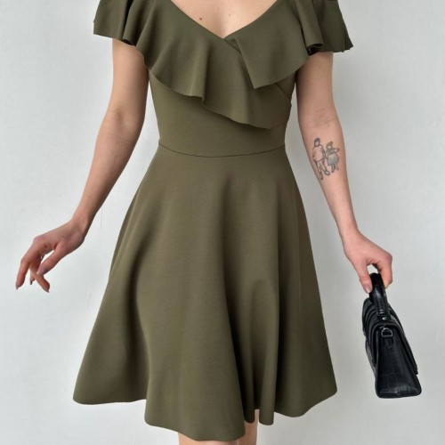 116147 TOPTAN HAKİ ELBİSE toptan bayan giyim