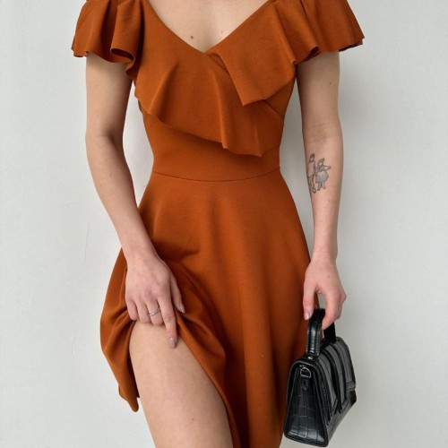 116149 TOPTAN KİREMİT ELBİSE 116149 TOPTAN KİREMİT ELBİSE toptan bayan giyim