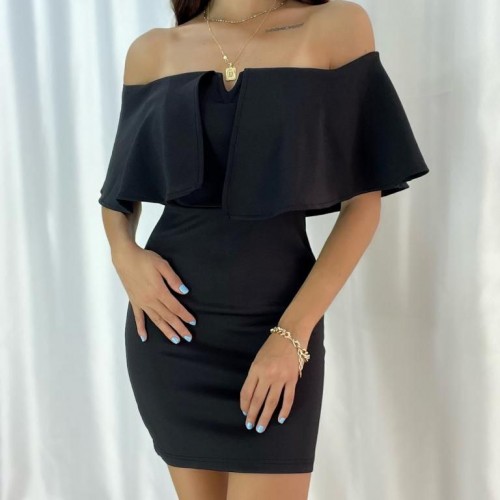 116232 TOPTAN SİYAH ELBİSE toptan bayan giyim