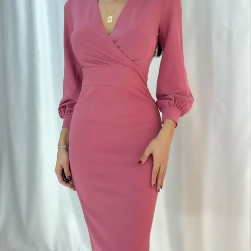 116241 TOPTAN PEMBE ELBİSE toptan bayan giyim