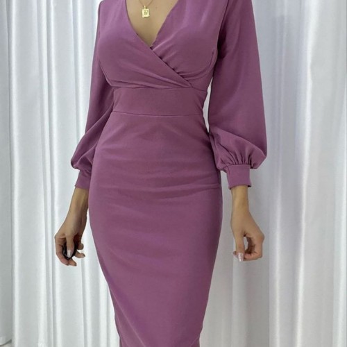 116242 TOPTAN LİLA ELBİSE toptan bayan giyim