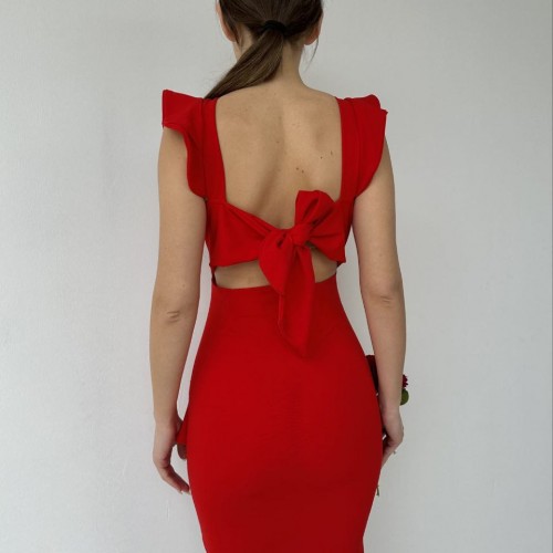 116330 TOPTAN KIRMIZI ELBİSE toptan bayan giyim