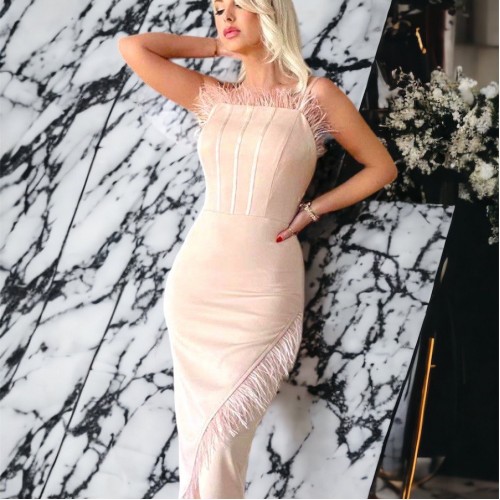 116487 TOPTAN PUDRA ELBİSE toptan bayan giyim