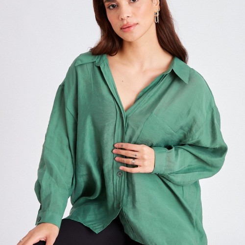 117043 TOPTAN YEŞİL GÖMLEK toptan bayan giyim