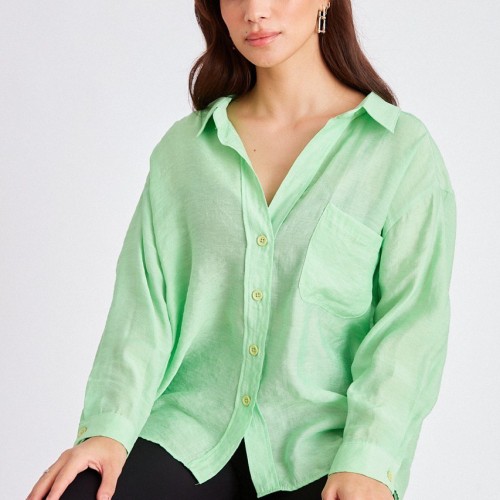 117045 TOPTAN SU YEŞİL GÖMLEK toptan bayan giyim