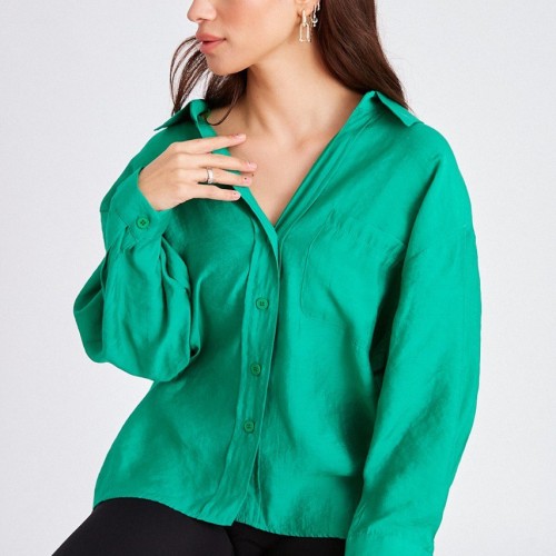 117046 TOPTAN YEŞİL GÖMLEK toptan bayan giyim