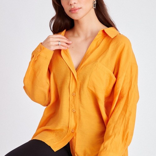 117047 TOPTAN ORANGE GÖMLEK toptan bayan giyim